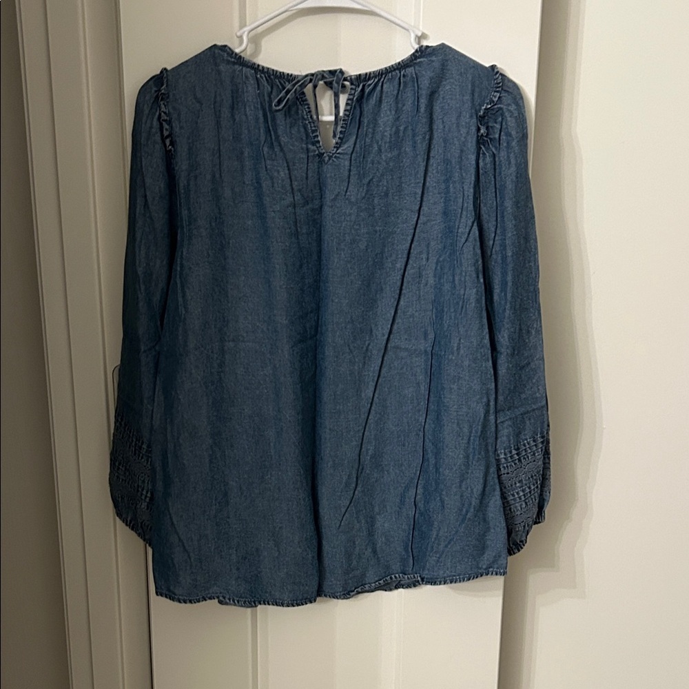 LC Lauren Conrad Blue Denim Blouse size large - Picture 5 of 5